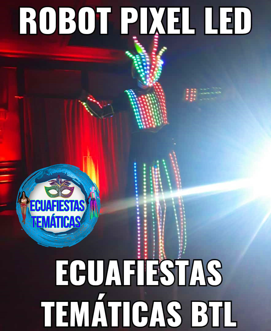 Show de Robots Gigantes Pixel Led Guayaquil Samborondon, Depredadores Led, show con Luces Frias y bazucas de CO2